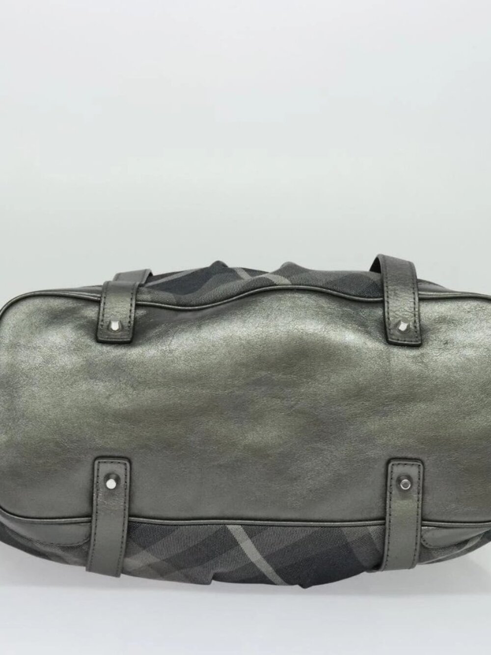 BURBERRY Tote Bag Canvas Black Silver Auth am8188 - Picture 7 of 16